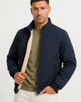 Men's Fleece Jacket Black Polyester Casual Zip-Up Stand Collar Bomber Coat for Fall Winter