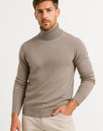 Men's Turtleneck Sweater Black Virgin Wool Classic Design Comfortable Fit