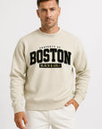 Men's Sweatshirt Grey Cotton Blend Crew Neck Casual Luxury Comfort