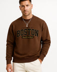 Men's Sweatshirt Grey Cotton Blend Crew Neck Casual Luxury Comfort