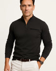 Men's Quarter-Zip Sweater Black Premium Material Elegant Design Stylish Comfort