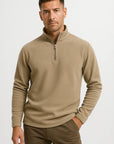 Men's Sweatshirt Black Polar Fleece Quarter Zip Long Sleeve Cozy Layering