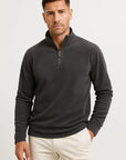 Men's Sweatshirt Black Polar Fleece Quarter Zip Long Sleeve Cozy Layering