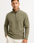 Men's Sweatshirt Black Polar Fleece Quarter Zip Long Sleeve Cozy Layering