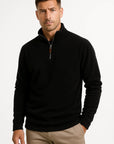 Men's Sweatshirt Black Polar Fleece Quarter Zip Long Sleeve Cozy Layering