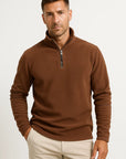 Men's Sweatshirt Black Polar Fleece Quarter Zip Long Sleeve Cozy Layering