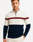 Men's Half-Zip Sweater Colorblock Cotton Blend Casual Pullover Midweight Layer-Ready