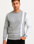 Men's Sweatshirt Light Grey Polyester Colorblock Casual Pullover Regular Fit Long Sleeve