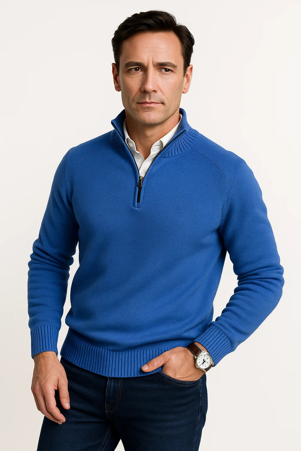 Men&#39;s Sweater Wool Relaxed Fit Long Sleeve Round Neck Casual Comfortable for Fall and Winter