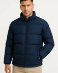 Men's Puffer Jacket Black Water-Resistant Windproof Down Insulation Winter Outerwear