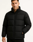 Men's Puffer Jacket Black Water-Resistant Windproof Down Insulation Winter Outerwear