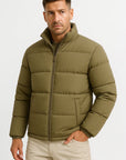 Men's Puffer Jacket Black Water-Resistant Windproof Down Insulation Winter Outerwear