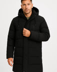 Men's Waterproof Puffer Jacket Black Down Insulation Windproof Stylish Design for Winter Activities