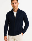 Men's Cardigan Grey Ribbed Knit Lightweight Versatile Layering Essential for Casual and Formal Wear