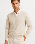 Men's Sweater Gray Wool-Polyester Blend V-Neck Lightweight Layering Ribbed Cuffs