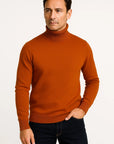 Men's Turtleneck Sweater Grey Cotton Luxurious Comfortable Fit Roll Neck Design