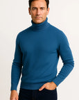 Men's Turtleneck Sweater Grey Cotton Luxurious Comfortable Fit Roll Neck Design