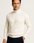 Men's Turtleneck Sweater Grey Cotton Luxurious Comfortable Fit Roll Neck Design