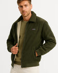 Men's Winter Jacket Grey Fleece Lined Ribbed High Collar Stylish Comfort